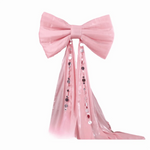 ruban decoratif forme noeud sequins dorés argentés rose rouge nouvelle année fête grande dimension
