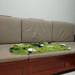 tapis velours polyester antidérapant fleurs blanches vert moderne chambre salon decoration interieur travel camping