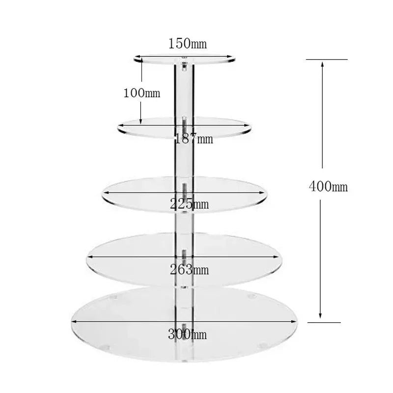 support cupcakes transparent moderne niveaux vis verticales grille 4mm epaisseur acrylique respectueux environnement