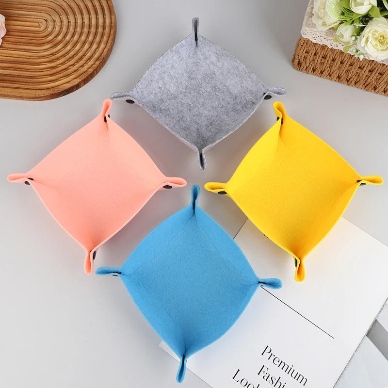 plateau rangement polyestère moderne bleu rose rouge jaune gris uni respectueux environnement