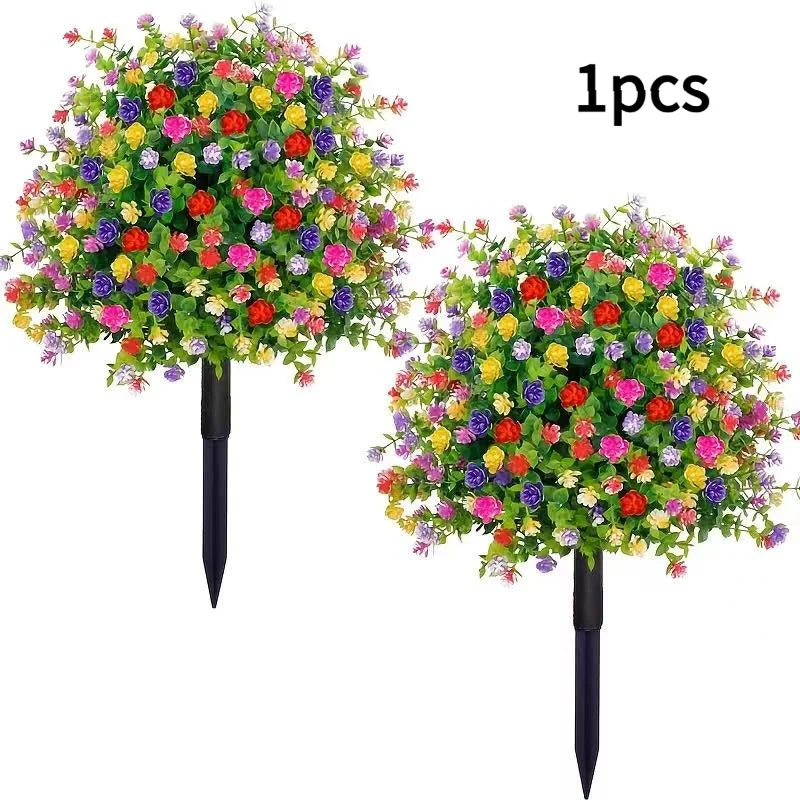 décoration intérieure pot fleurs artificielles rouges blanches feuilles vertes moderne