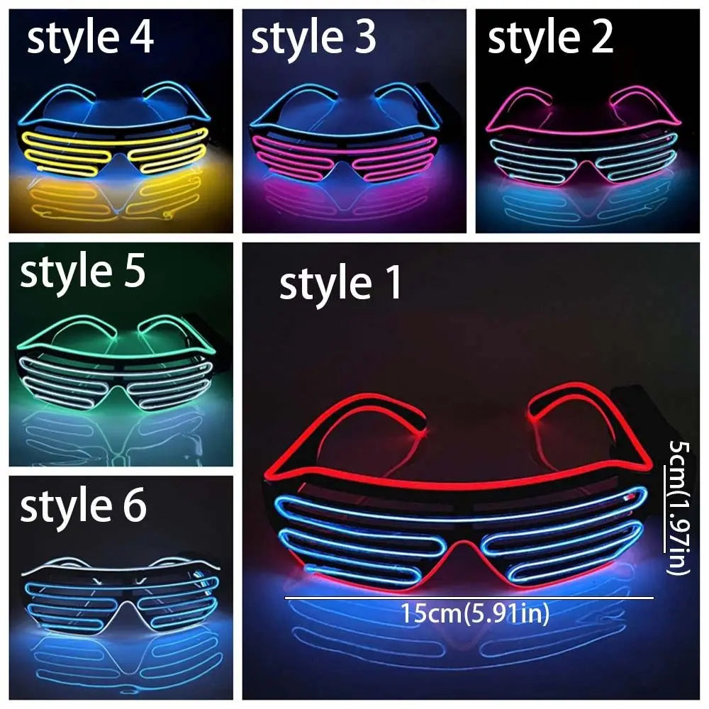 lunettes lumineuses vert bleu rouge noir lignes horizontales modernes occasionnelles halloween anniversaire noël