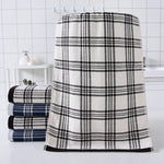serviette bain coton carreaux bleu blanc rapide absorption 34x76cm minimaliste moderne