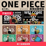 tapis d'entrée one piece noir blanc rouge personnages bienvenue chez toi logo/svg anime moderne