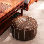 coussin rond cuir naturel marron beige gris moderne ethnique lit siège