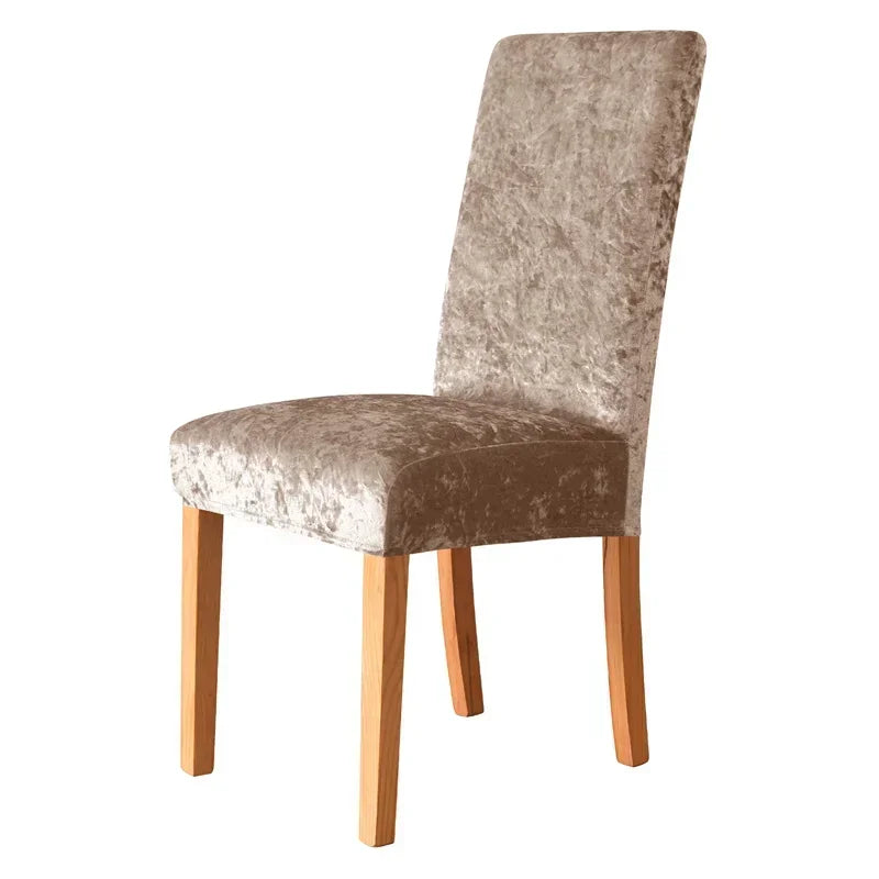 couverture chaise salle manger velours moderne beige clair antidérapante élasthanne polyester