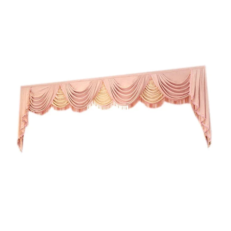 rideau polyester brodé fleuri classique beige marron rose bleu non visible 100cm 400cm