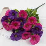 bouquet artificiel violet rose jaune blanc moderne décoration intérieur minimaliste fleurs simples feuilles vertes