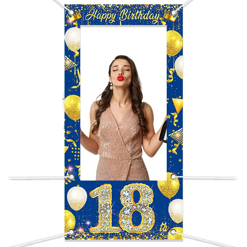 Cadre photo anniversaire bleu profond décoration intérieure