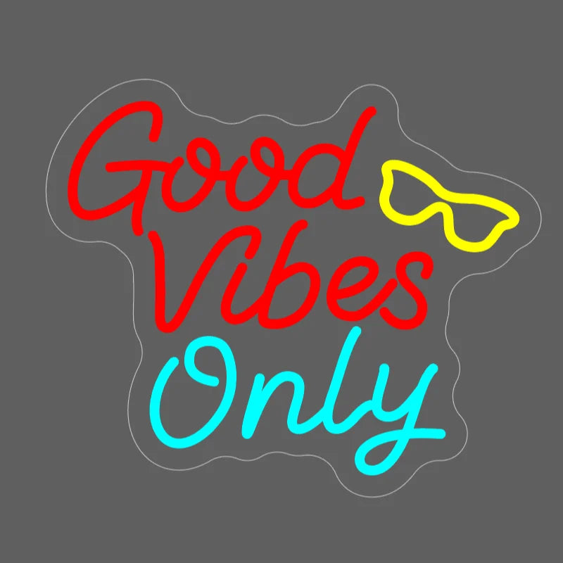 néon lumineux Good Vibes Only moderne rose bleu texte cœur réglable USB chambre coucher