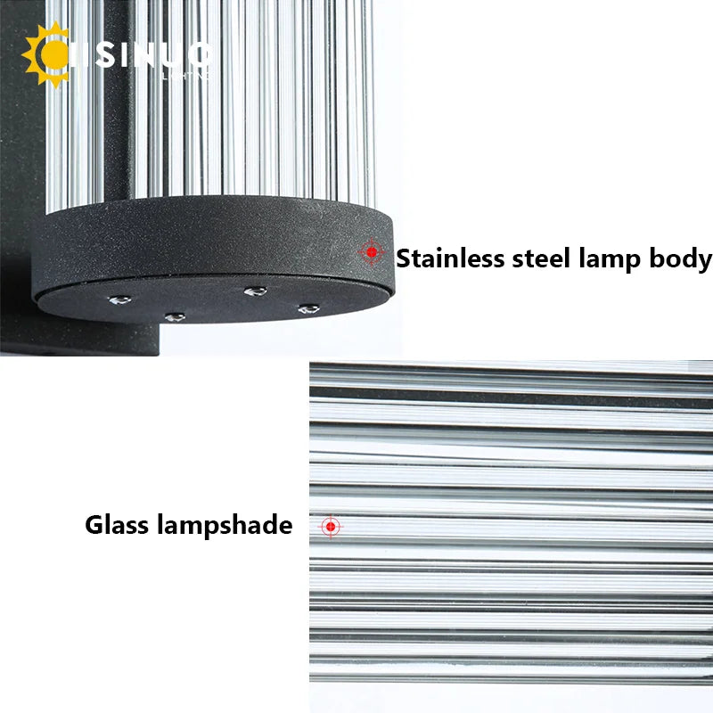 lampe murale gris moderne rayures verticales éclairage extérieur résistante intempéries led rechargeable occlusion abatjour
