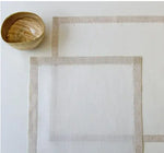 serviettes classiques brodées texture lin blanc beige maison restaurant rustic