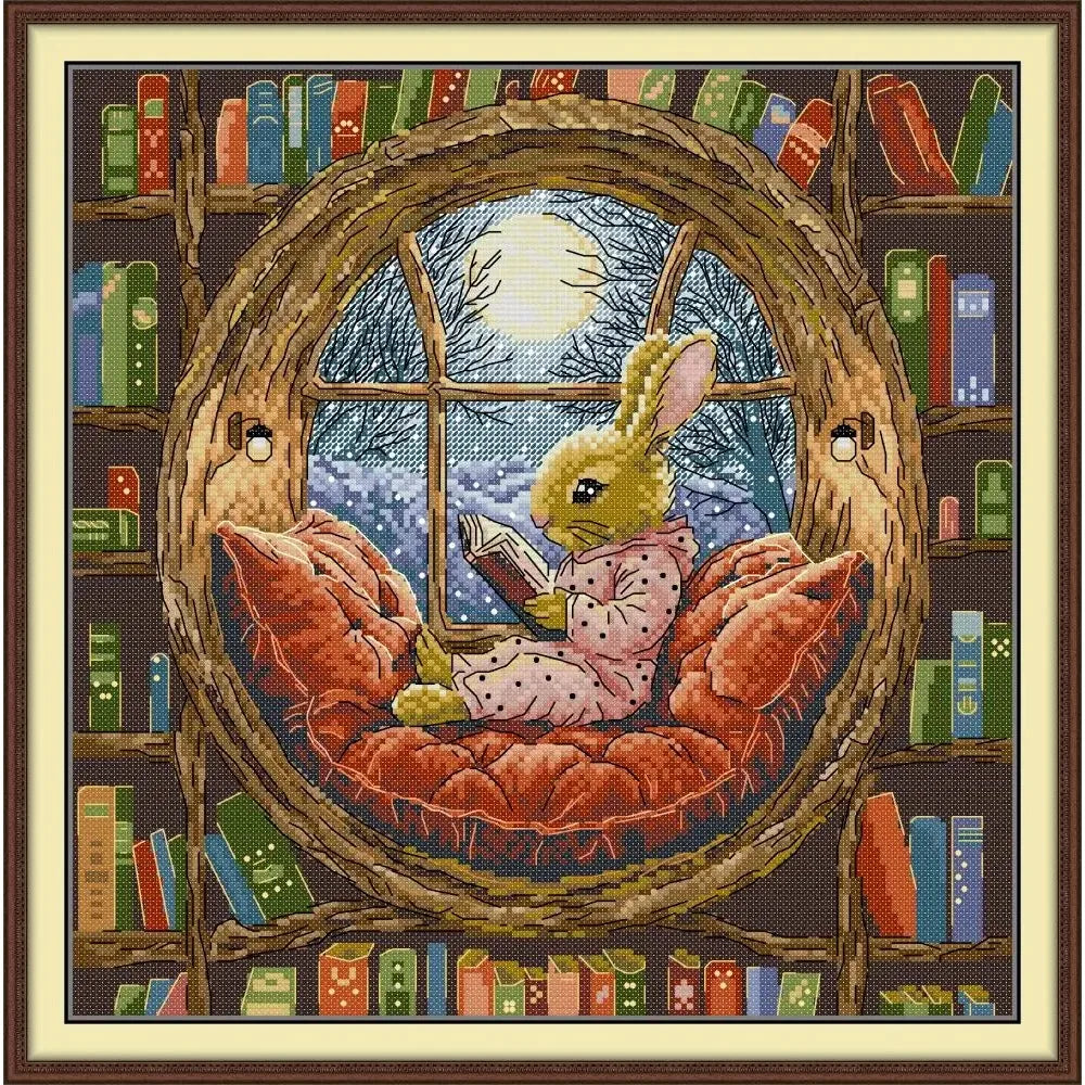 kit point croix illustration lapin multicolore grappes raisin artiste toile coton broderie manuelle package