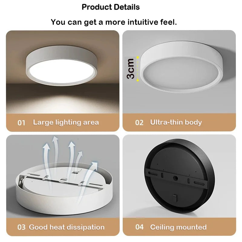 Lampe led downlight 3w 5w 10w 15w 25w blanc noir moderne minimaliste montage