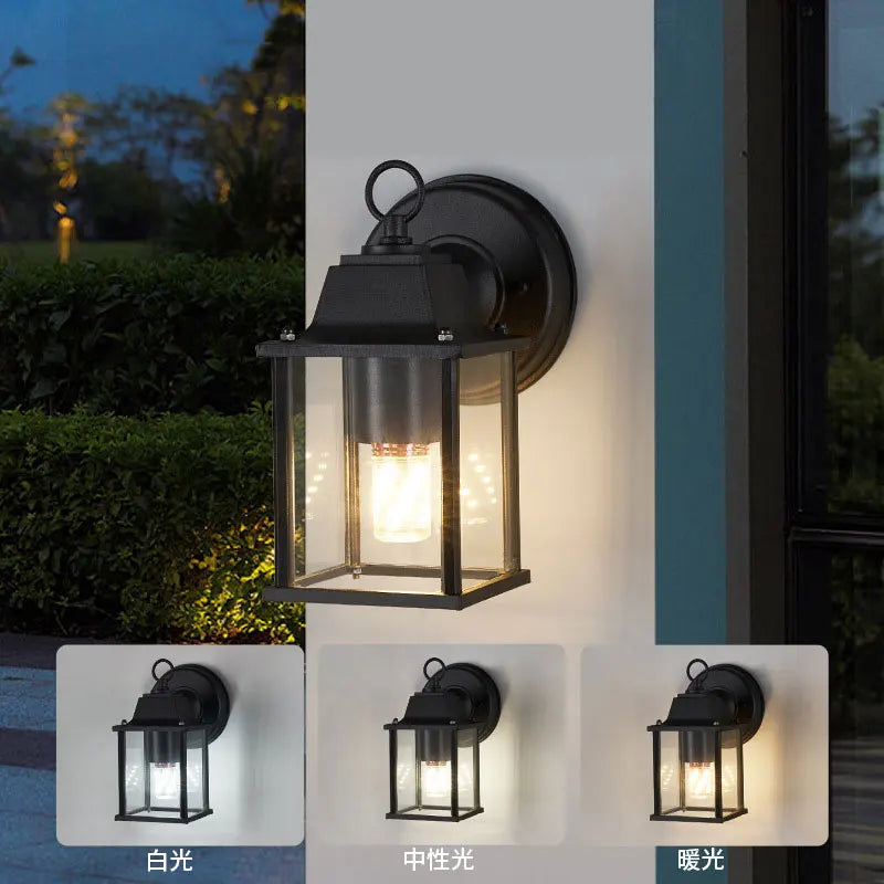 lampe murale transparente classique noir extérieure led verre trempé aluminium moderne