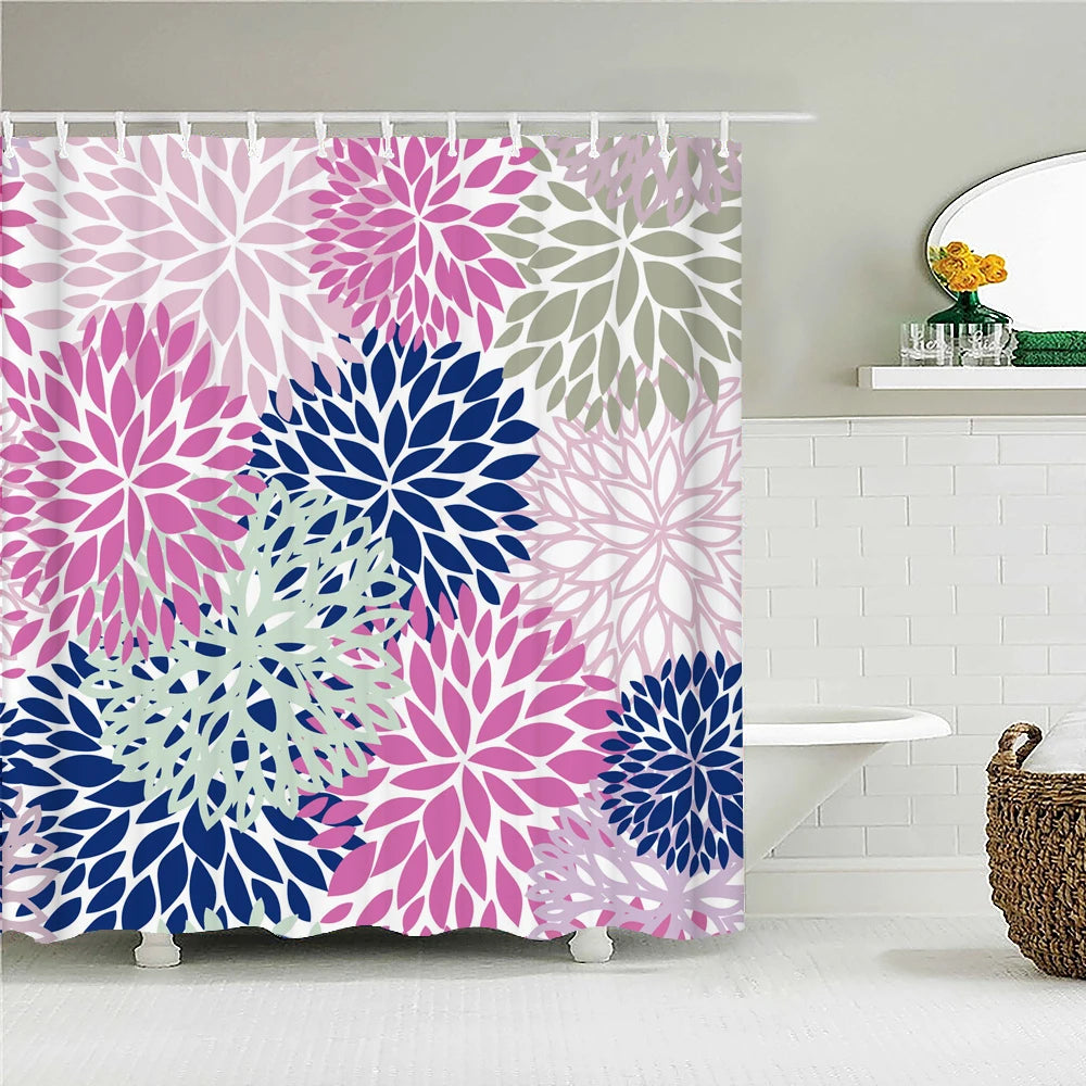 rideau douche boho multicolore fleurs mandalas geometrique opaque polyester respectueux environnement