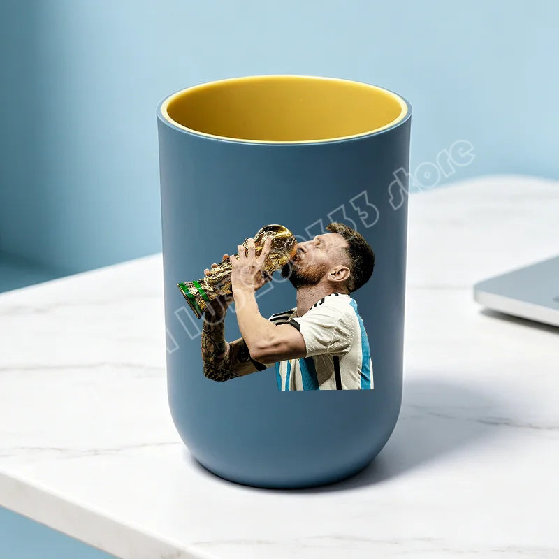 tasse unisexe moderne messi football bleu clair tasse eau brosse dents salle bain ornement