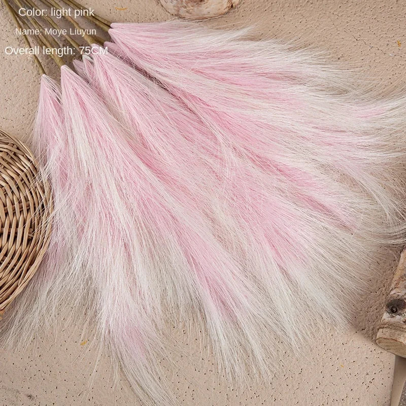 bouquet plumes artificielles gris rose beige bleu naturel rustique intérieur 75cm decoration fete mariage