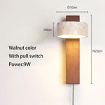 lampe murale led pierre moderne bois naturel interrupteur chaîne chambre coucher salle manger étude