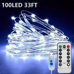 guirlande lumineuse led blanc multicolore fil cuivre controle remote modes decoration intérieure extérieure festive