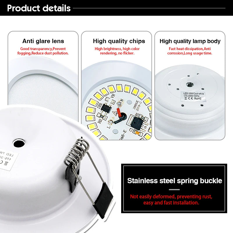 lampe led encastrable moderne blanc clips guide 3w 5w 7w 9w 12w 15w