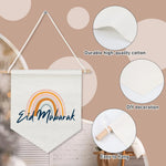 bannière eid mubarak arc ciel moderne tissu coloré blanc orange jaune bleu gris festive