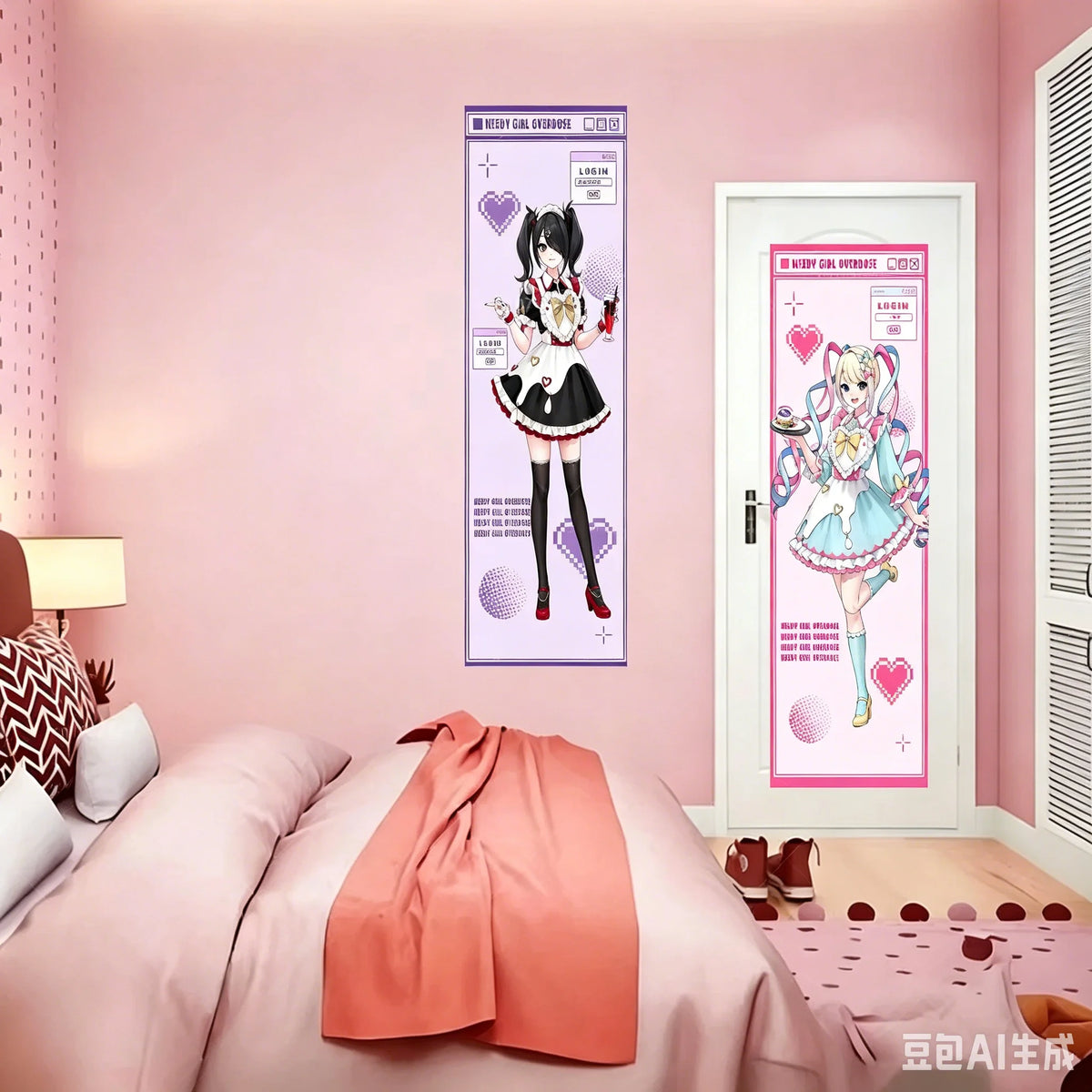 poster mural anime illustration fille costumes servant NEEDY GIRL OVERDOSE LOGIN violet rose noir