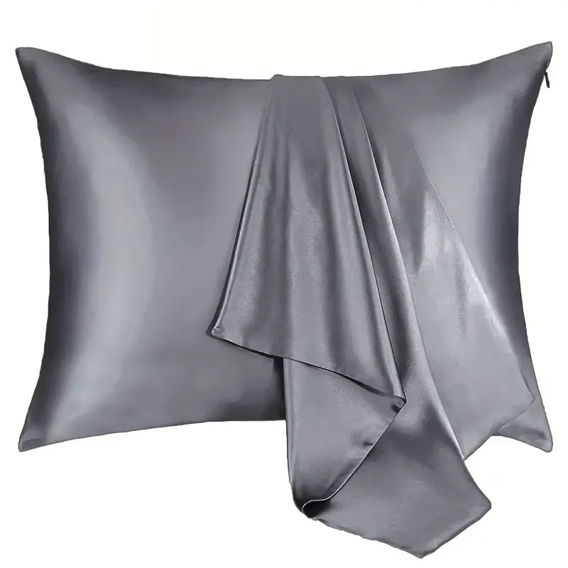 protège oreiller gris uni moderne 100 polyester fermeture glissière hypoallergénique respirant satin