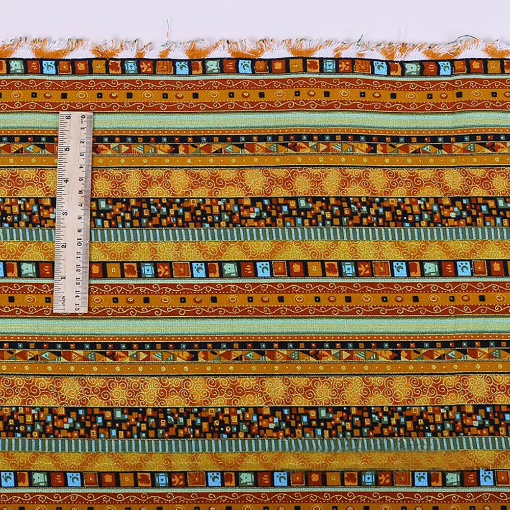 tissu ethnique rayures géométriques orange vert bleu marron noir boho chic rapide respirant abrasion