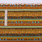 tissu ethnique rayures géométriques orange vert bleu marron noir boho chic rapide respirant abrasion