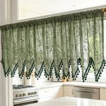 rideau transparent vert floral rustique tringle bois extérieur classique polyester