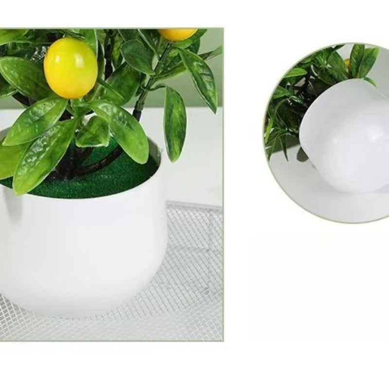 plante artificielle citron vert feuilles pot blanc décoration intérieure minimaliste ornement salon faux arbre