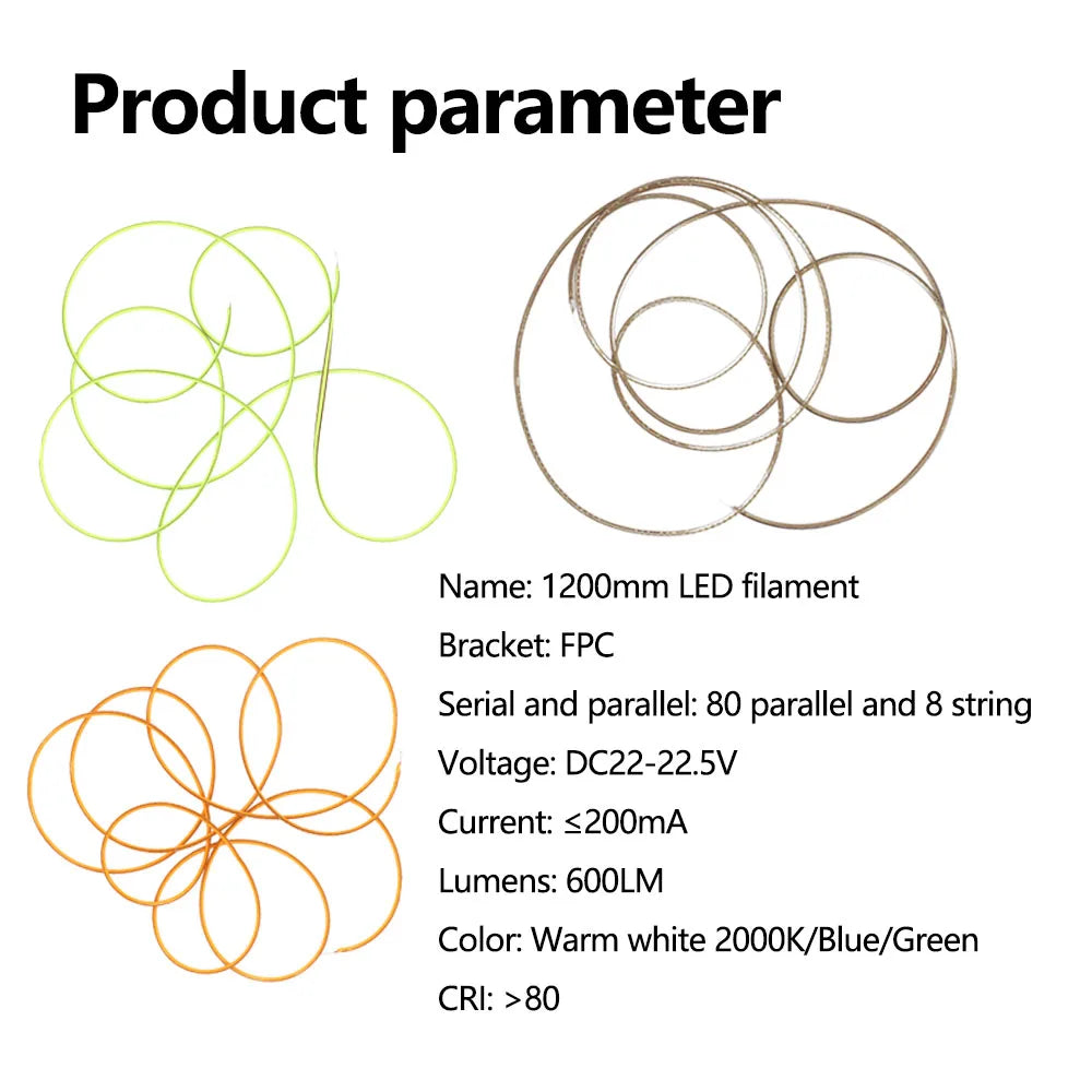 filament led flexible 1200mm vert clair orange gris moderne 600lm 24v
