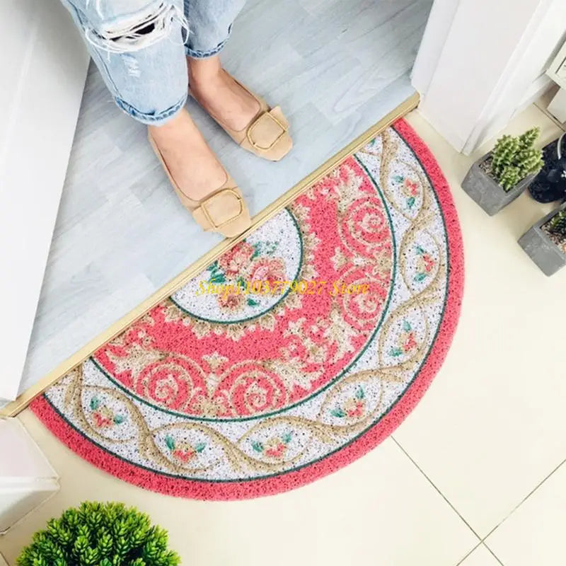 tapis sol antidérapant floral brodé beige noir blanc rose classique traditionnel imperméable moderne