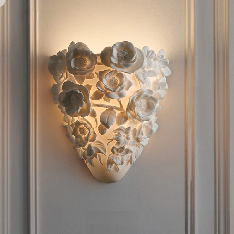 applique murale fleur sculptée led blanc moderne éclairage rétro villa chambre salon