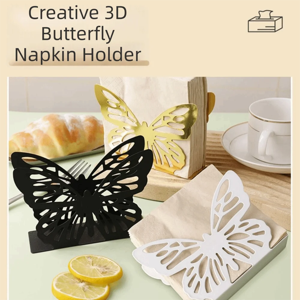 porte serviettes créatifs 3d papillon noir jaune doré blanc clips serviettes rangement vertical original