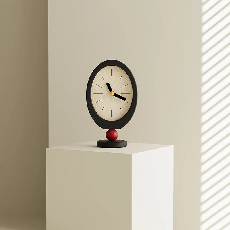 horloge table ovale couleur noire blanche rouge minimaliste cadran simple aiguille pointeur moderneDecorationIntérieur