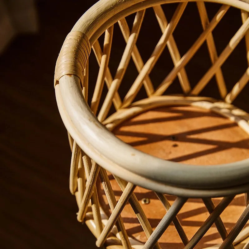 support plante tressé bois rustique conteneur fleur balcon salon naturel