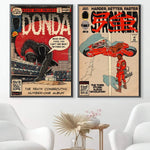 affiche toile illustration moto texte rouge noir vintage pop art décoration maison chambre salon