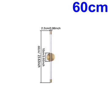 lampe murale moderne transparente dorée 120cm 100cm 80cm 60cm fixée mur led 3000k 4500k