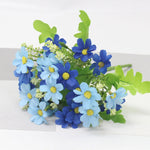 bouquet artificiel violet blanc jaune rouge bleu fleurs soie feuilles vertes moderne décoration maison