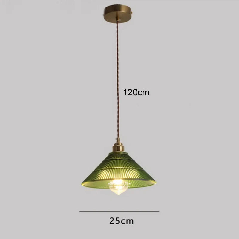 Suspension lumineuse vert rayées ampoule chaîne corde vintage rétro blanc doré