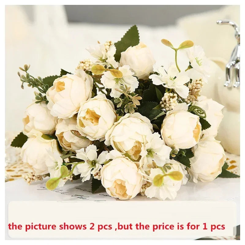 bouquet pivoines artificielles soie rose blanc rouge occasion mariage anniversaire baby shower intérieurDecoration