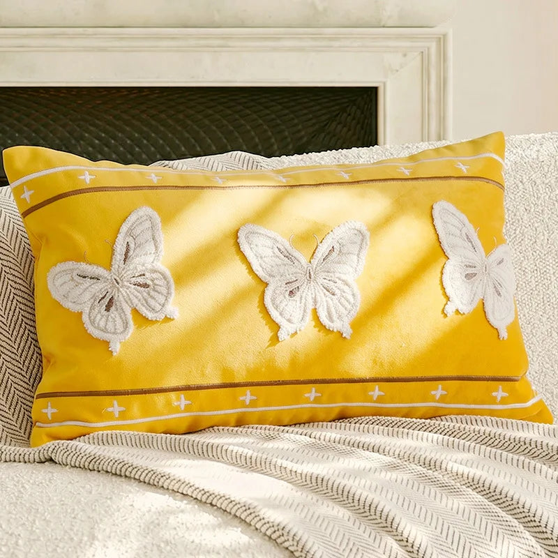 housse coussin fleurs jaunes polyester nordic moderne décoration canapé maison voiture 45x45cm 30x50cm