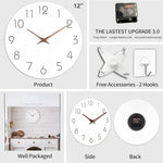 horloge murale bois blanc minimaliste aiguille quartz 305mm salon simple