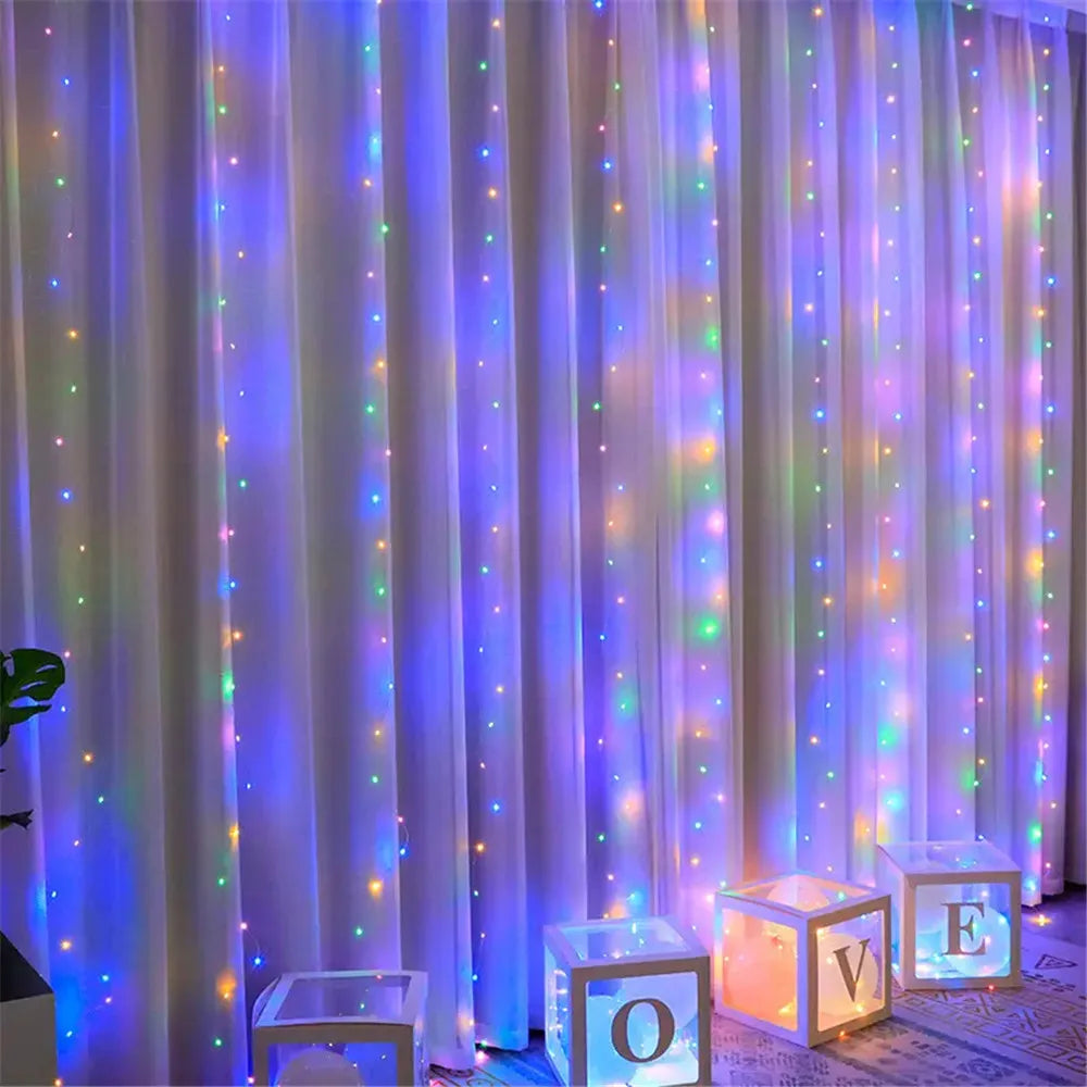 rideau lumineux led décoration intérieur guirlande noël mariage intérieur blanc chaud télécommande usb