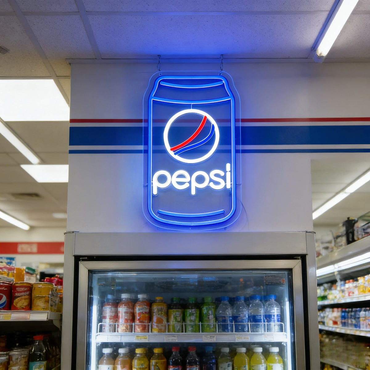néons lumineux Coca Cola Pepsi adhésifs câble USB rouge blanc bleu moderne