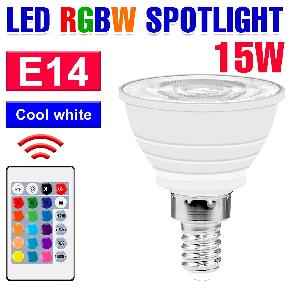 ampoule led e27 gu10 mr16 e14 blanc moderne télécommande 24touches variable ambiance chambre