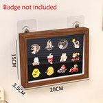 présentoir porte badges acrylique réutilisable contemporain bois marron noir clips badges