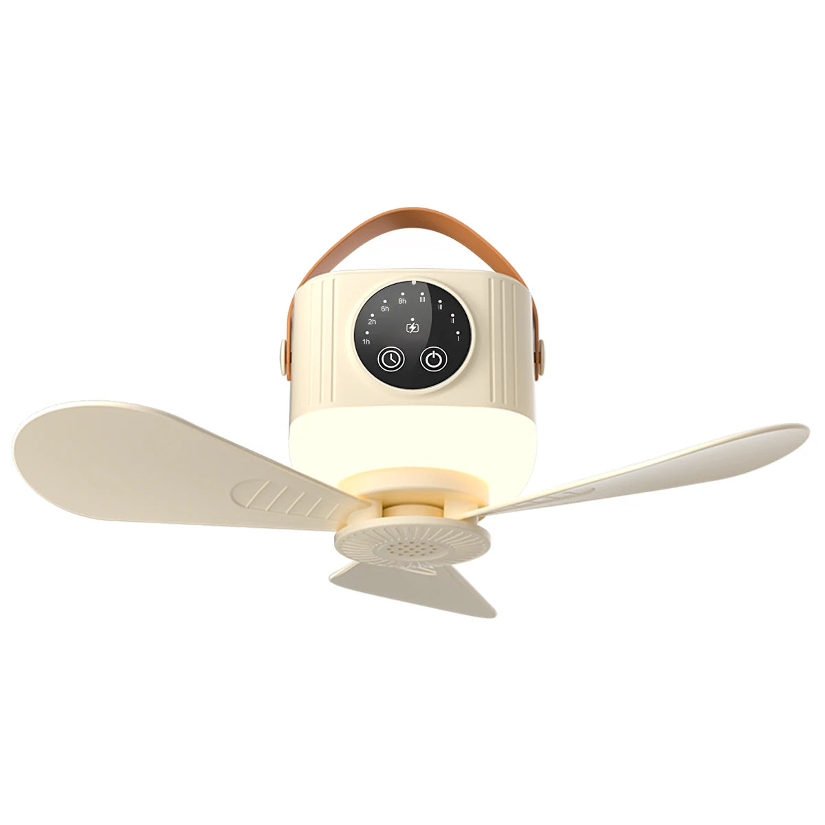 ventilateur plafonnier blanc moderne rechargeable lumière led télécommande camping chambre coucher